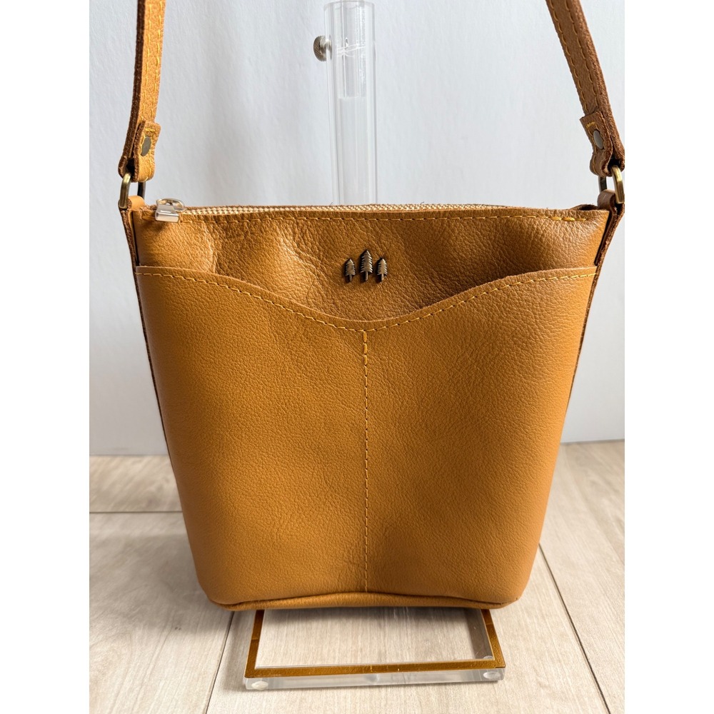 Portland Leather Goods Sunflower Cypress Crossbody Pebbled Leather Bag Yellow